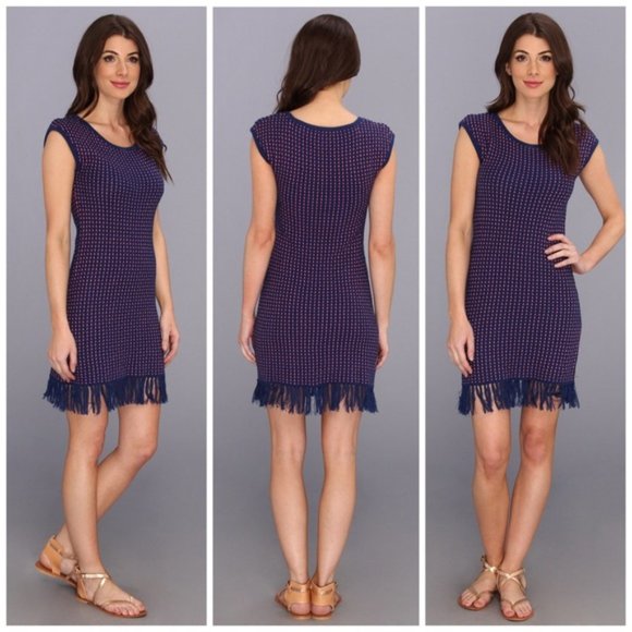 Trina Turk Vera Cruz Knit Dress with Fringe - Picture 1 of 6